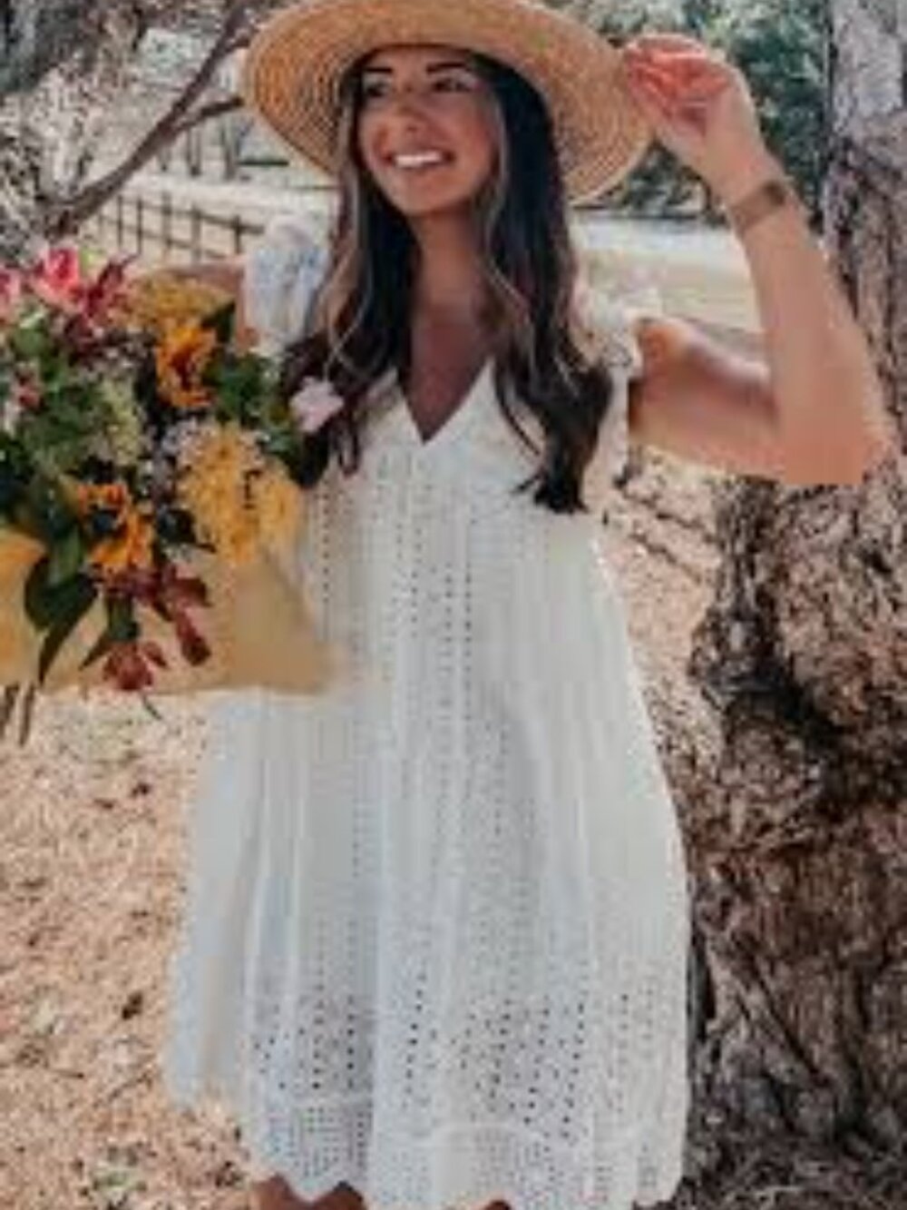 NWOT: Jardin by Macris Cotton Eyelet Pocketed Mid Dress Size Small